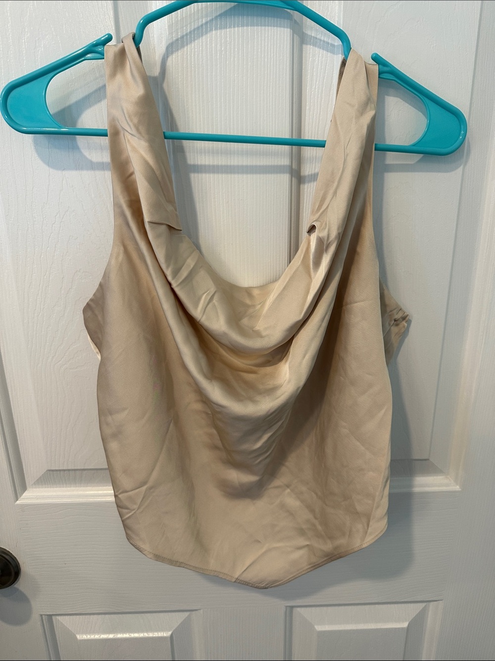 Abercrombie & Fitch Draped Satin Cowl Neck Camisole - Beige